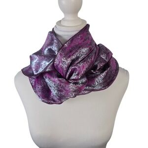 ThaiSilk Scarf SW Paisley Floral Brocade Pashmina Shawl Purple Silver 100% Silk